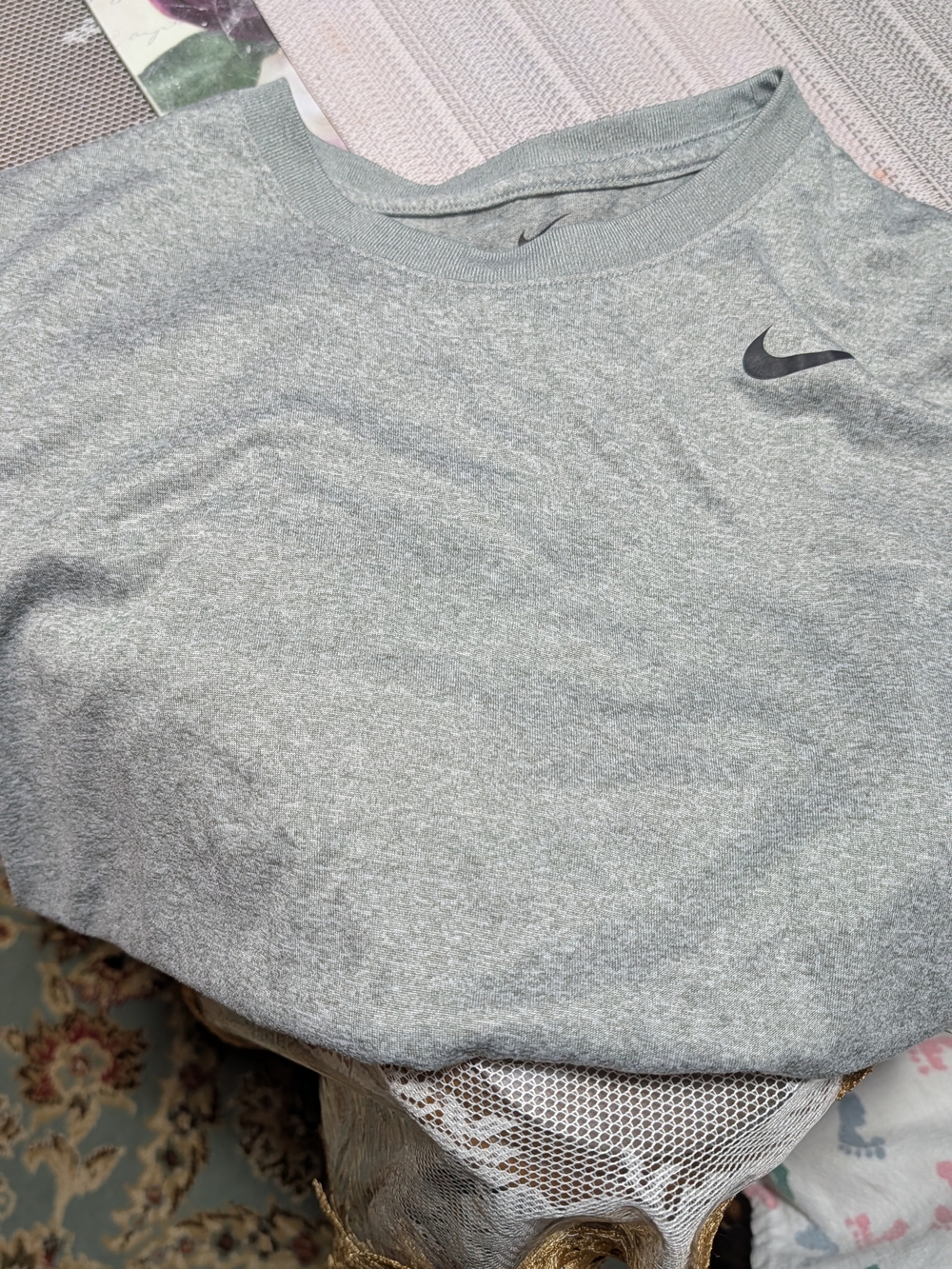 Nike Heather Gray Crewneck Tee with Black Swoosh